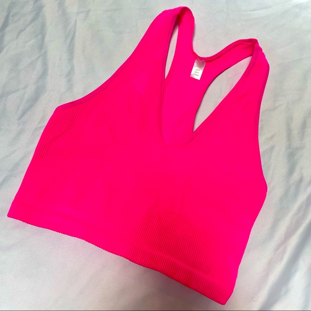 FREE PEOPLE MOVEMENT NEW NEON PINK Free Throw Crop Halter Tank